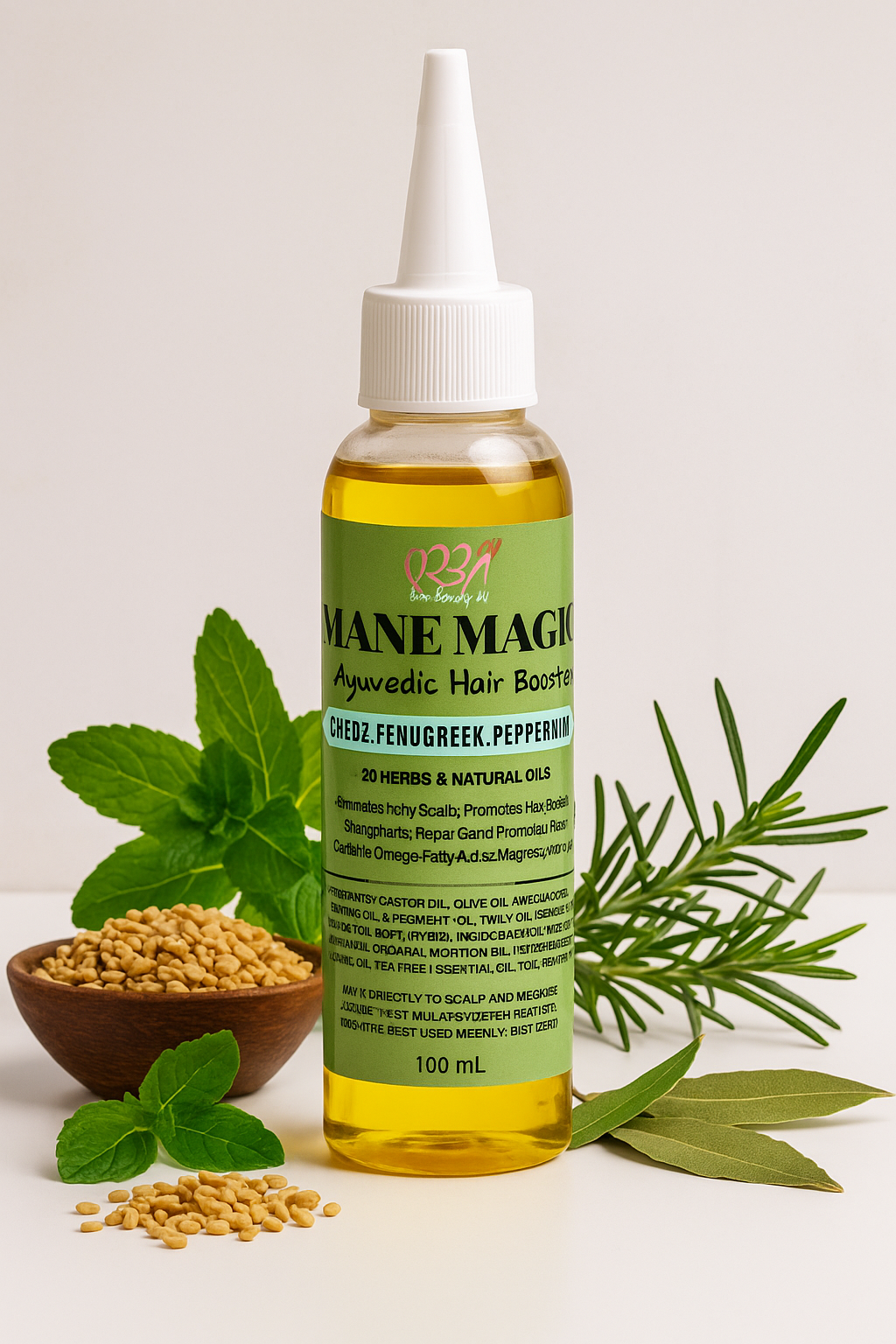 Mane Magic Oil – Ayurvedic Hair Booster (Chebe • Fenugreek • Peppermint)